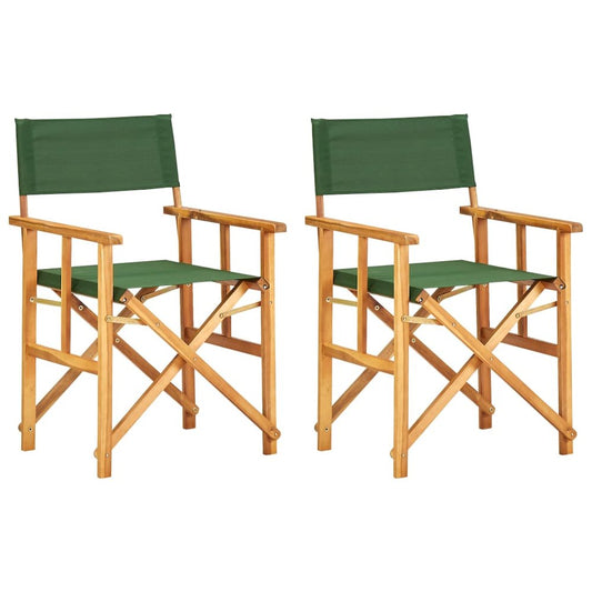 Chair Set of 2 Natural wood color and green