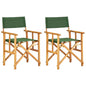 Chair Set of 2 Natural wood color and green