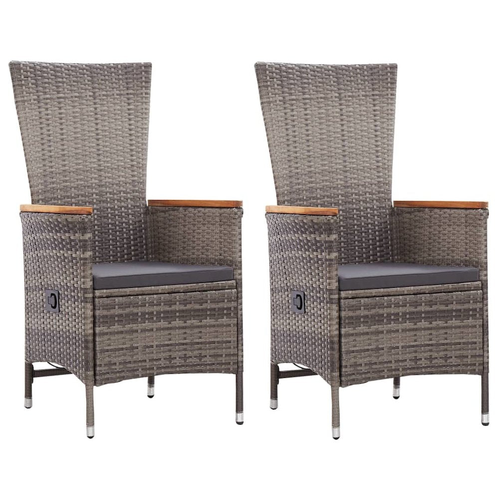 Armchair Set of 2 Grey PE rattan Standard Height-Adjustable