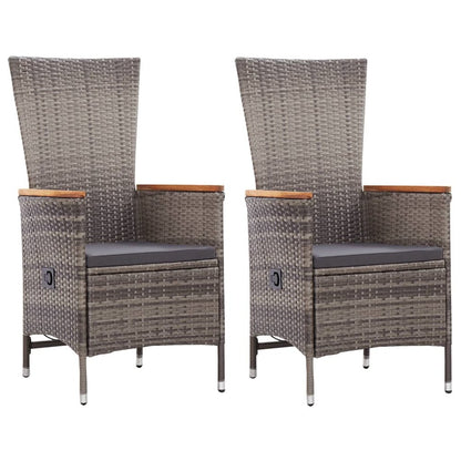 Armchair Set of 2 Grey PE rattan Standard Height-Adjustable