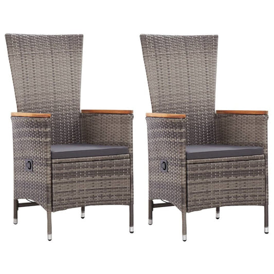 Armchair Set of 2 Grey PE rattan Standard Height-Adjustable