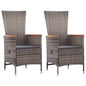 Armchair Set of 2 Grey PE rattan Standard Height-Adjustable