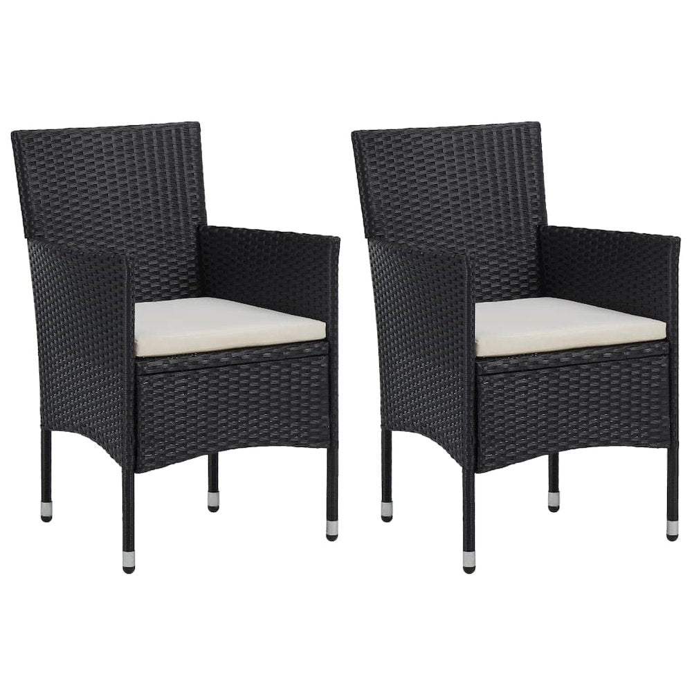 Rattan Chair Set of 2 Black Poly Rattan and Steel