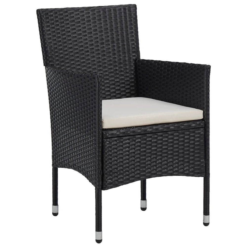 Rattan Chair Set of 2 Black Poly Rattan and Steel