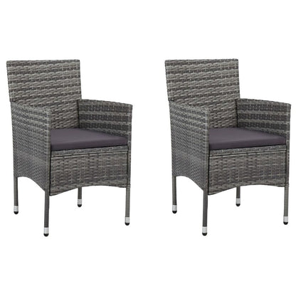 Rattan Chair Set of 2 Grey Poly Rattan, Steel Frame Medium