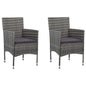 Rattan Chair Set of 2 Grey Poly Rattan, Steel Frame Medium