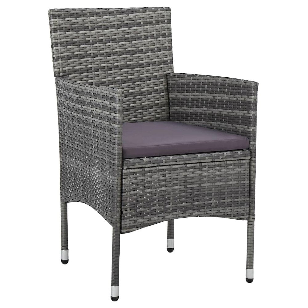 Rattan Chair Set of 2 Grey Poly Rattan, Steel Frame Medium