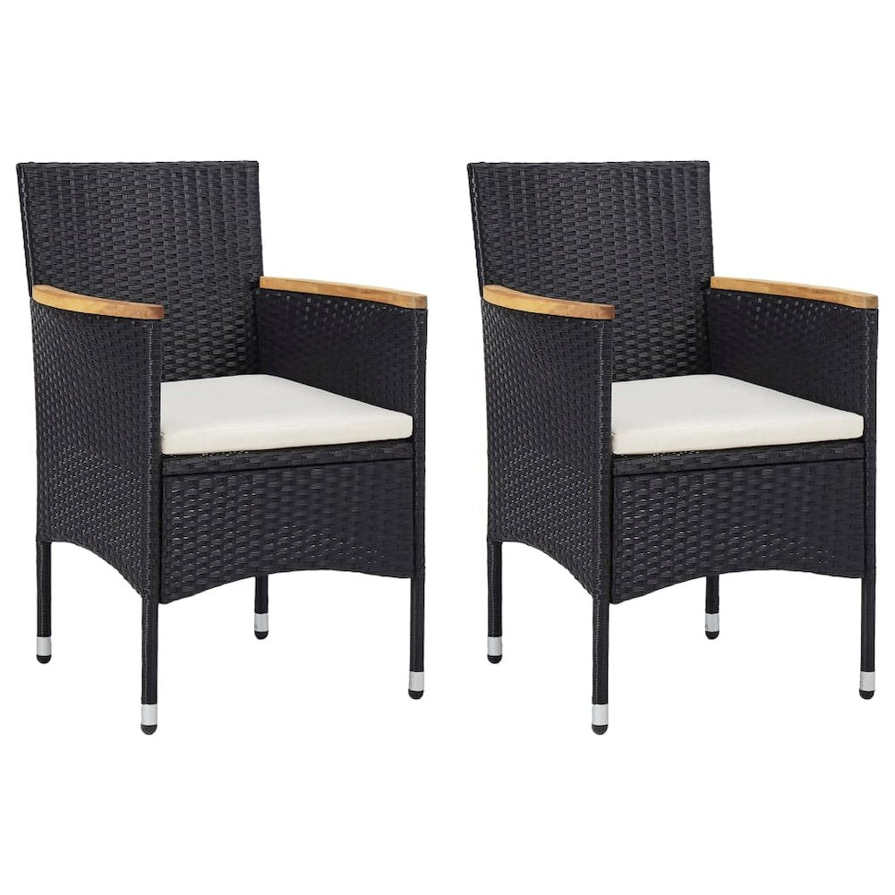 Rattan Chair Set of 2 Black Poly Rattan Standard