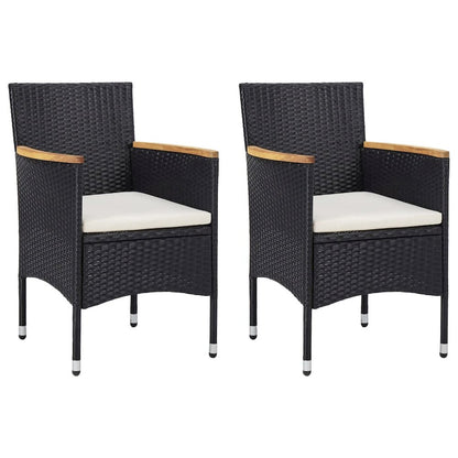 Rattan Chair Set of 2 Black Poly Rattan Standard