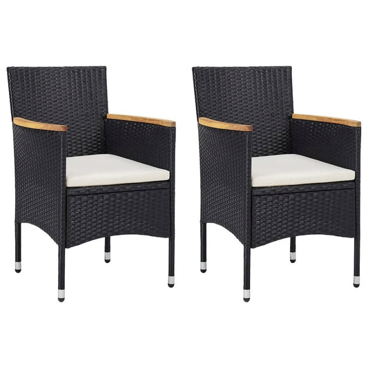 Rattan Chair Set of 2 Black Poly Rattan Standard