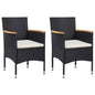 Rattan Chair Set of 2 Black Poly Rattan Standard