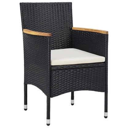 Rattan Chair Set of 2 Black Poly Rattan Standard