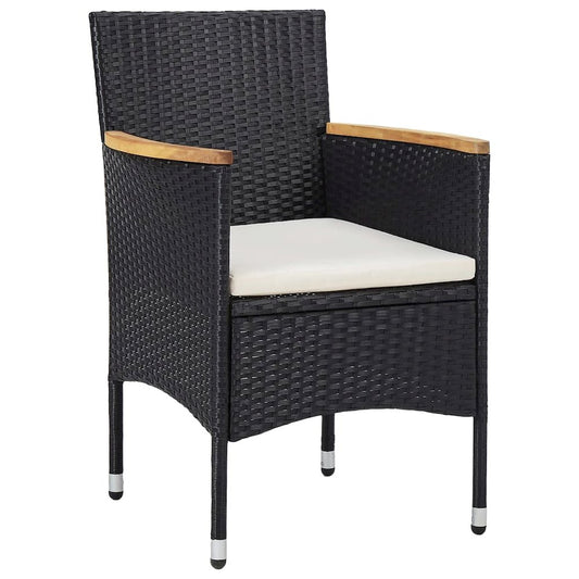 Rattan Chair Set of 2 Black Poly Rattan Standard