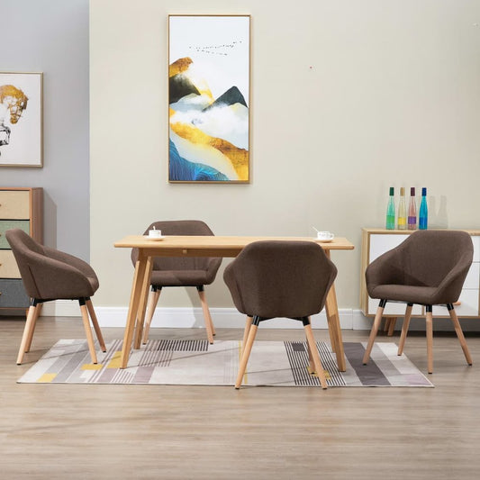 Dining Chairs 4 pcs Brown Fabric