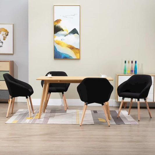 Dining Chairs 4 pcs Black Fabric