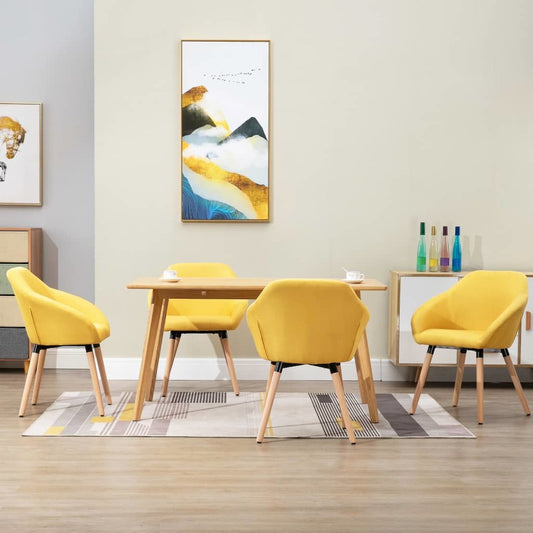 Dining Chairs 4 pcs Yellow Fabric