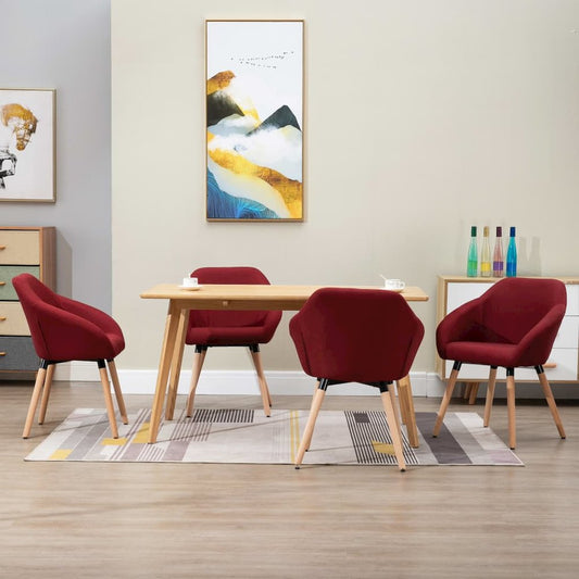 Dining Chairs 4 pcs Wine Red Fabric