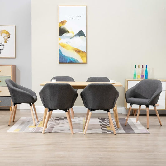 Dining Chairs 6 pcs Dark Gray Fabric