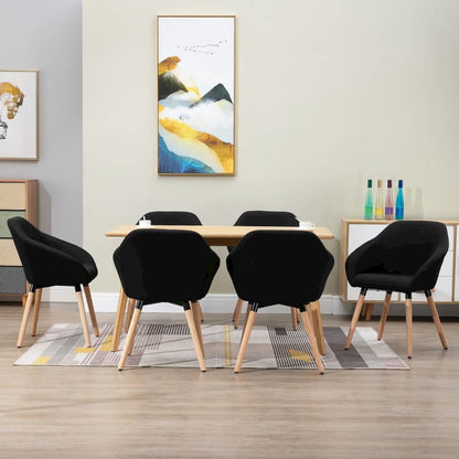 Dining Chairs 6 pcs Black Fabric