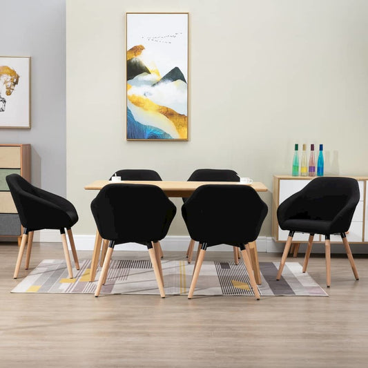Dining Chairs 6 pcs Black Fabric