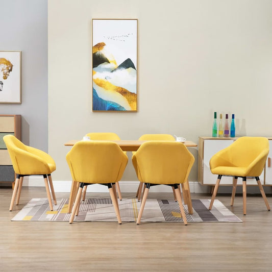Dining Chairs 6 pcs Yellow Fabric