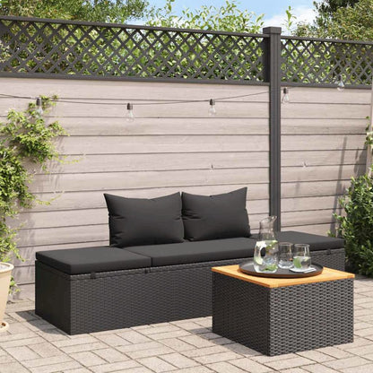 Sun Lounger Black Poly rattan, Powder-coated steel