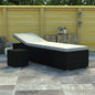 Sun Lounger Black rattan and cream white cushion