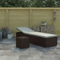 Sun Lounger Brown rattan with cream cushion