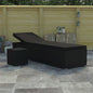 vidaXL Sun Lounger with Cushion and Tea Table Poly Rattan Black, 46228