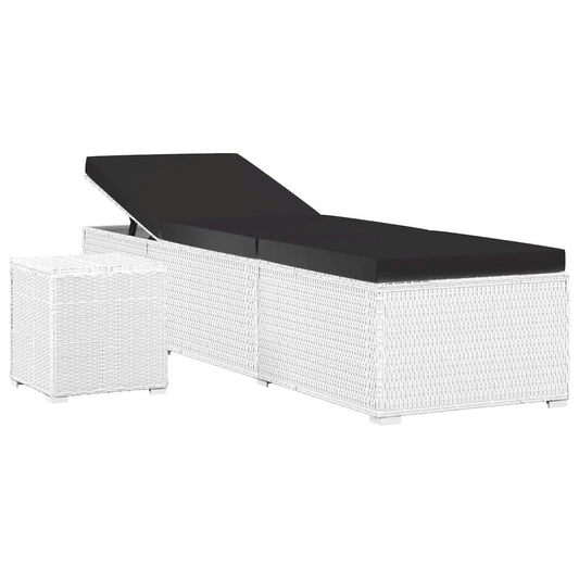 Sun Lounger White PE rattan 76.8 in x 23.6 in x 12.2 in