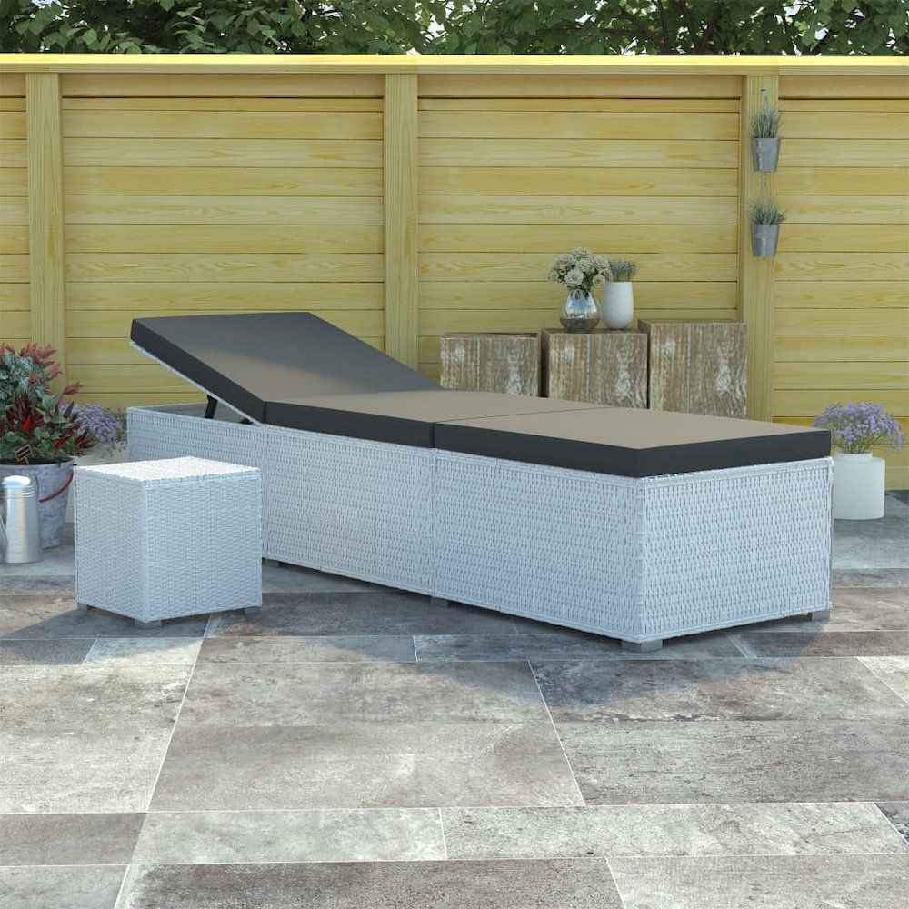 Sun Lounger White PE rattan 76.8 in x 23.6 in x 12.2 in