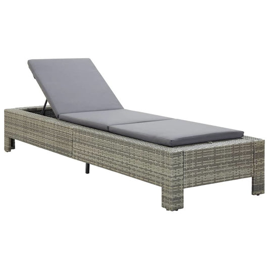Sun Lounger Grey rattan PE rattan, powder-coated steel