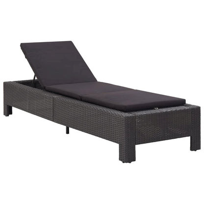 Sunbed Black PE rattan Large Multi-Position Backrest Sunbed