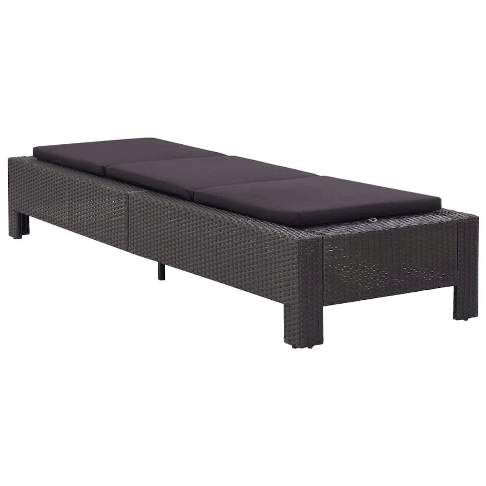 Sunbed Black PE rattan Large Multi-Position Backrest Sunbed