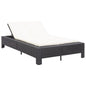 Sunbed Black rattan, cream white cushion PE rattan 2-Person size