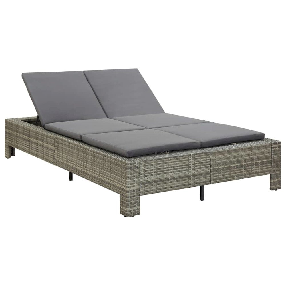 Sunbed Grey rattan + dark grey cushion