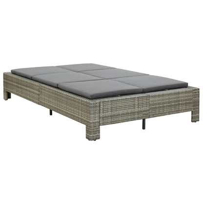 Sunbed Grey rattan + dark grey cushion