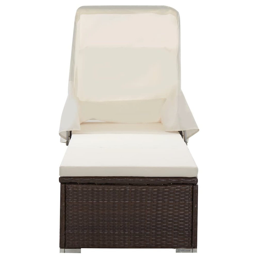 Sun Lounger Brown rattan and cream white cushion