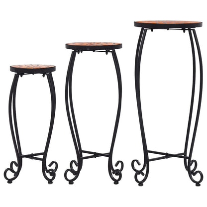 vidaXL Mosaic Tables 3 pcs Terracotta Ceramic, 46701