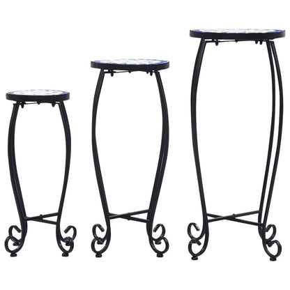 vidaXL Mosaic Tables 3 pcs Blue and White Ceramic, 46702