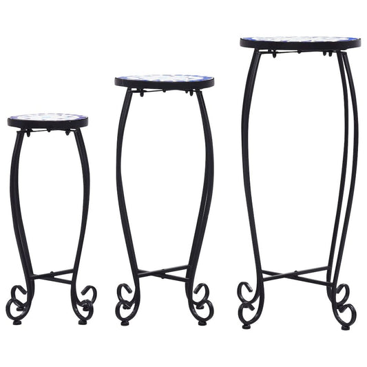 vidaXL Mosaic Tables 3 pcs Blue and White Ceramic, 46702