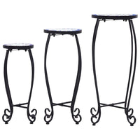 vidaXL Mosaic Tables 3 pcs Blue and White Ceramic, 46702