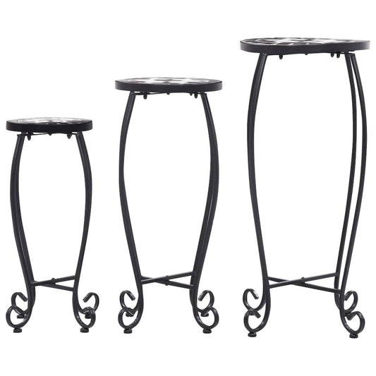 vidaXL Mosaic Tables 3 pcs Black and White Ceramic, 46703