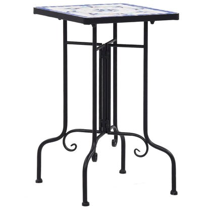 vidaXL Mosaic Side Table Blue and White Ceramic, 46710