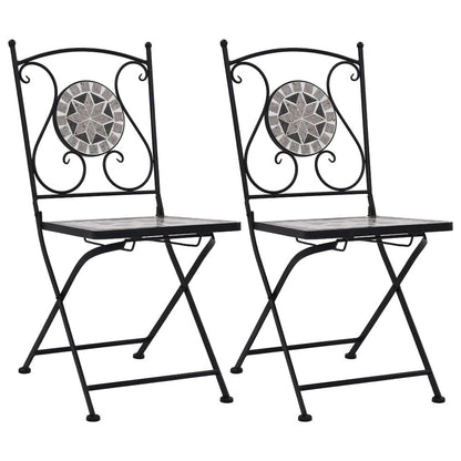 Garden Chair Set of 2 Grey Powder-coated steel and ceramic