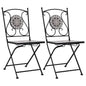 Garden Chair Set of 2 Grey Powder-coated steel and ceramic
