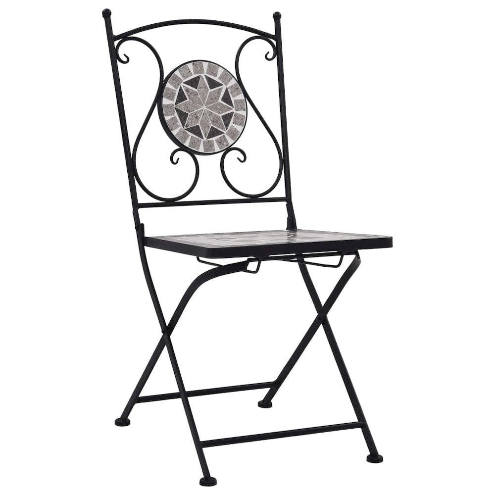 Garden Chair Set of 2 Grey Powder-coated steel and ceramic