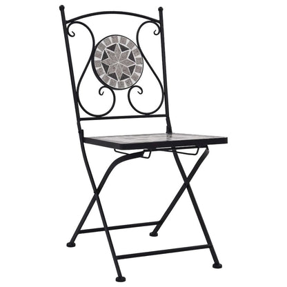 Garden Chair Set of 2 Grey Powder-coated steel and ceramic