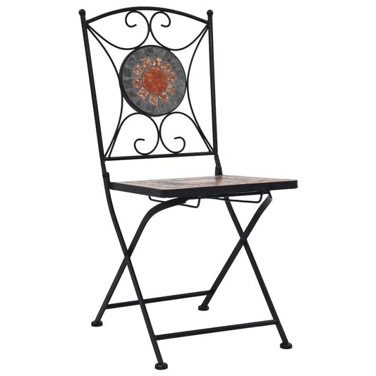 Garden Chair Set of 2 Orange and Grey Powder-coated iron, Ceramic
