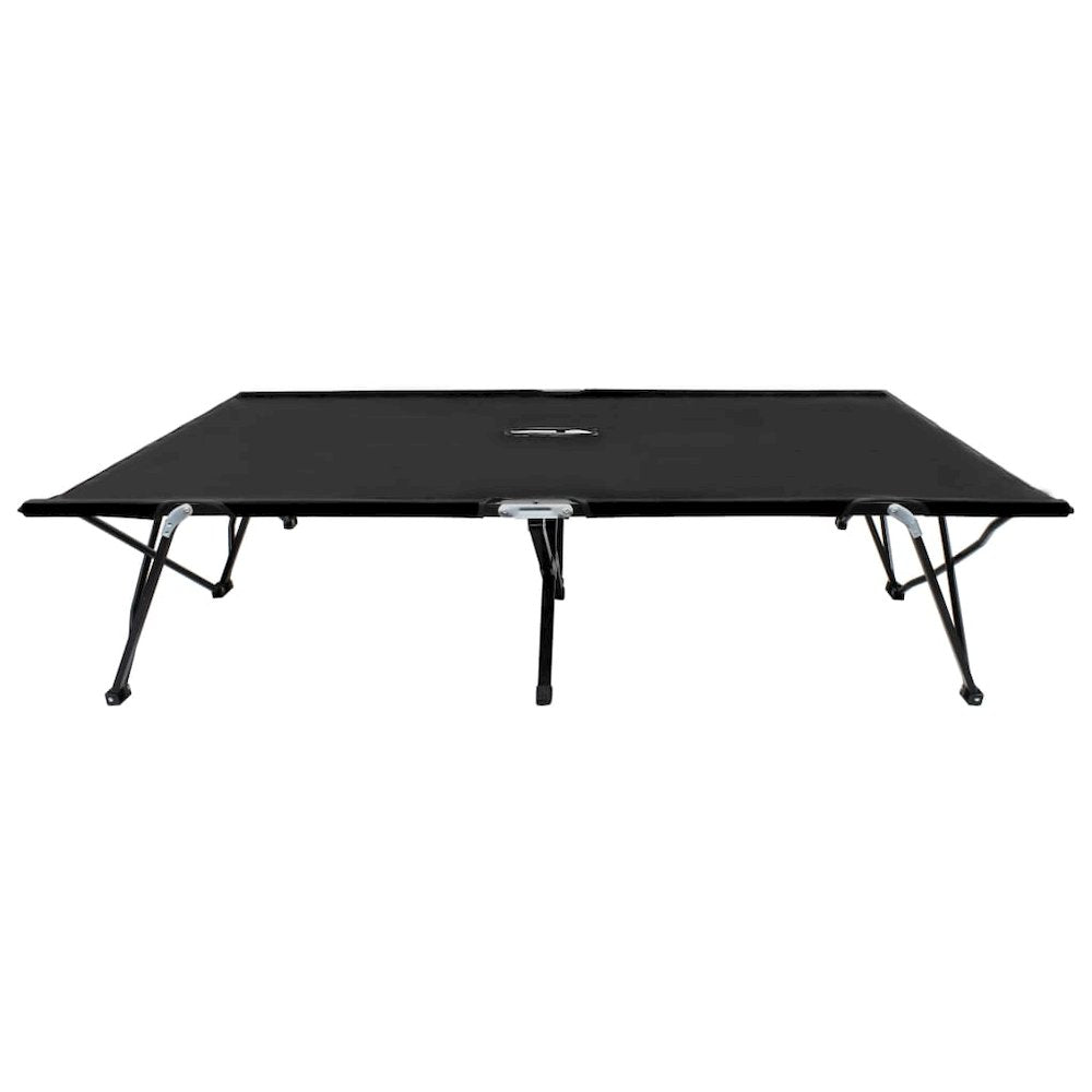 Sun Lounger Black Steel frame Double Foldable Sun Lounger